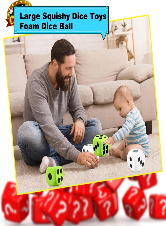 Cotiny 2 Pieces 6 Inches Large Foam Dice Set Giant Foam Dice Soft Dot Dice Toy for Family Educational Toys Parent Child Board Games Nights Casino Themed Party Decoration (Color Set 5) - Image 4